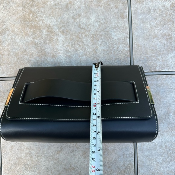 Alberta Di Canio Black Clutch with White Stitching